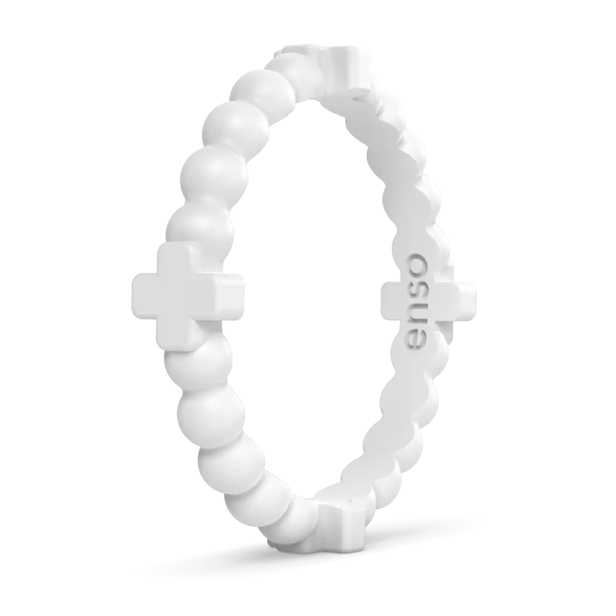 Beaded Cross Ring - White