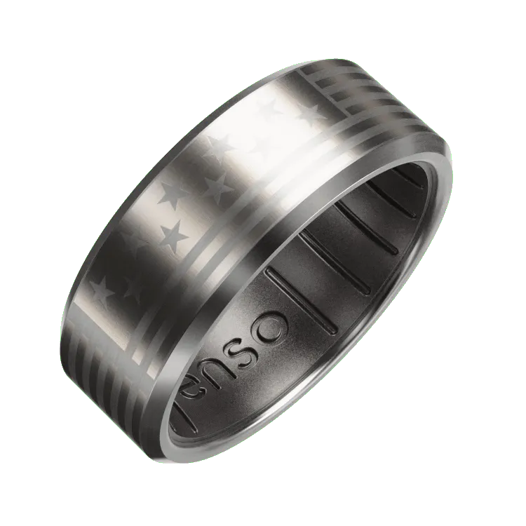 American Flag Metal Hybrid Ring - Titanium
