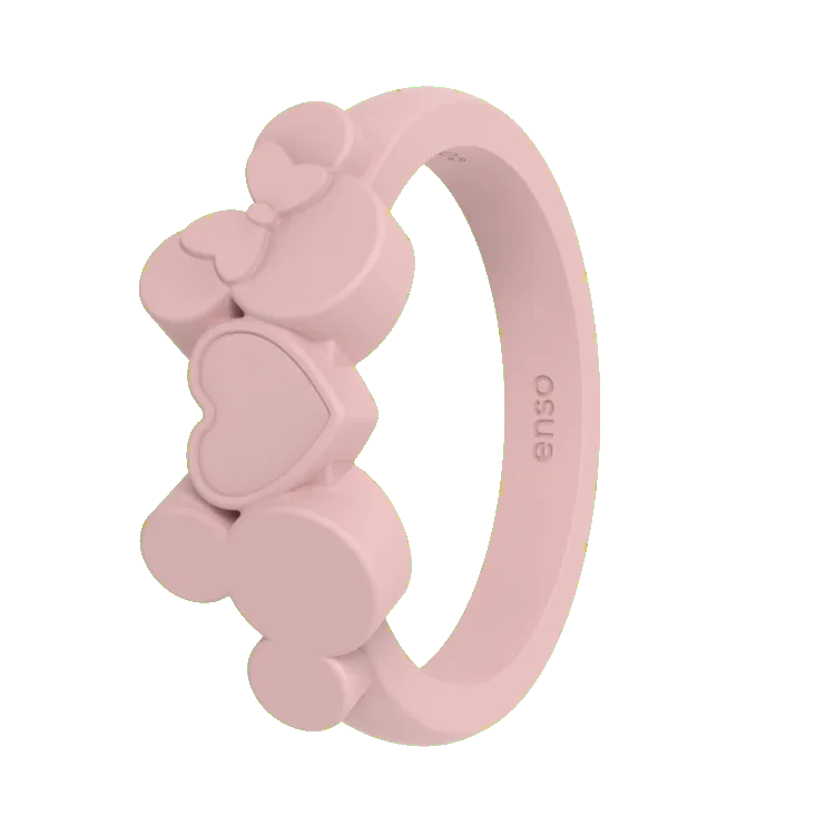 Mickey Mouse & Minnie Mouse Love Heart Disney Ring - Blush Pink