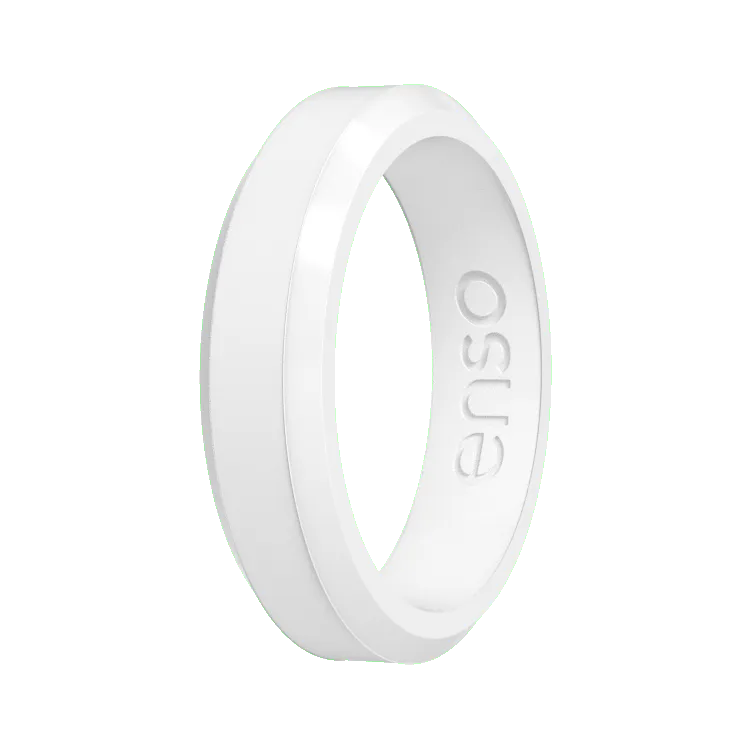 Thin Bevel Ring - White