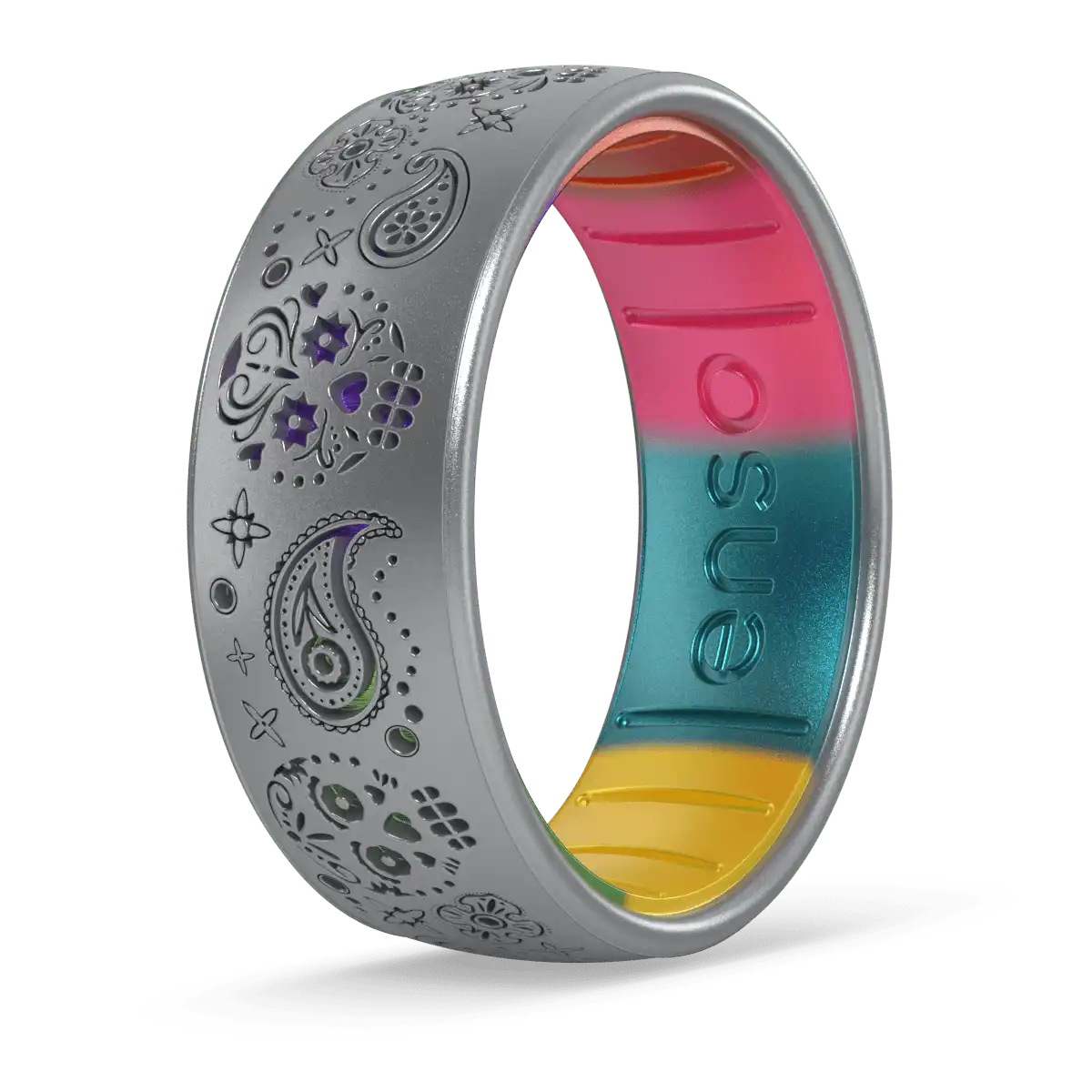 Paisley Sugar Skull Ring - Silver