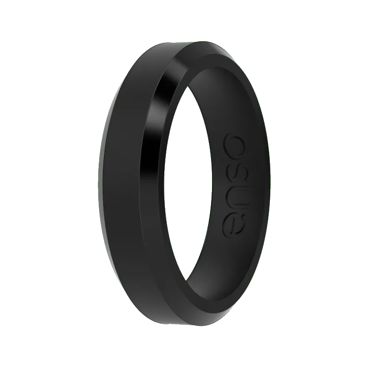 Thin Bevel Ring - Obsidian