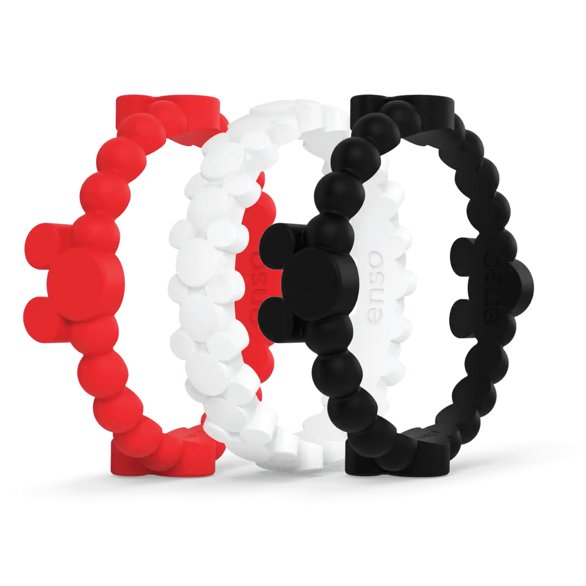 Mickey Mouse Mixed Ring 3 Pack - Bright Red, White, Obsidian