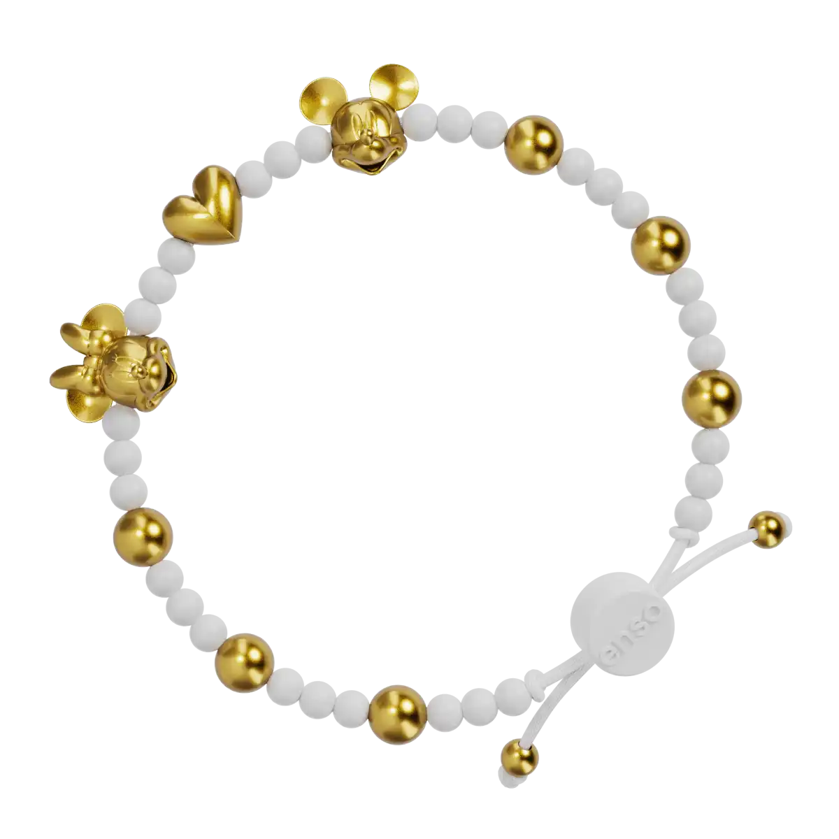 Mickey and Minnie Disney Slider Bracelet - White & Gold