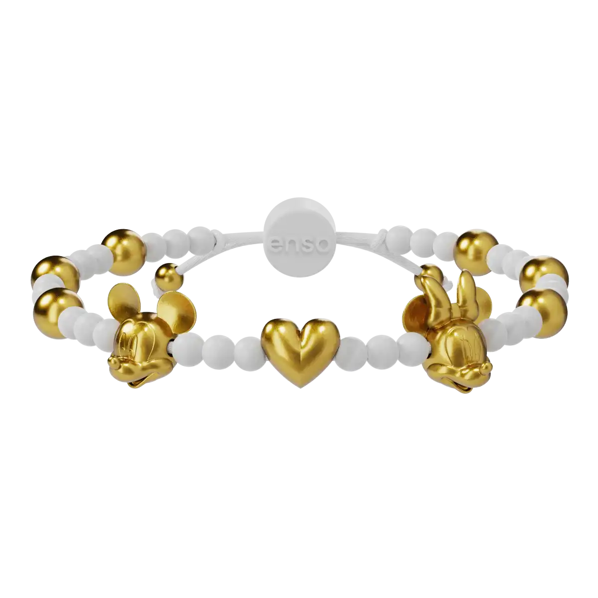 Mickey and Minnie Disney Slider Bracelet - White & Gold