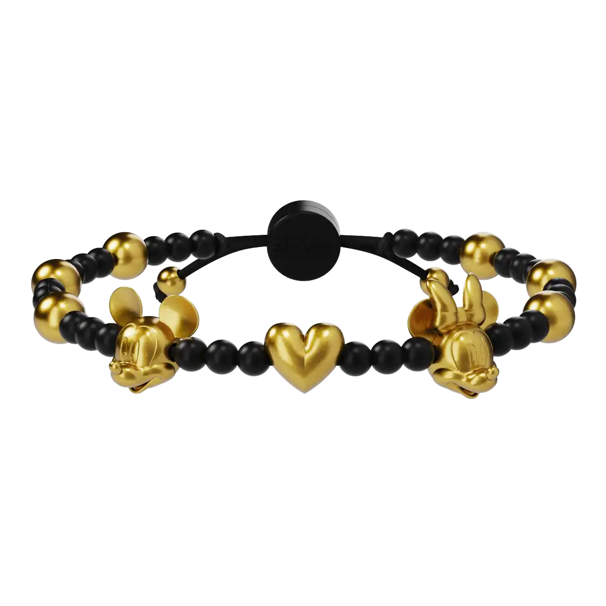 Mickey and Minnie Disney Slider Bracelet - Obsidian & Gold