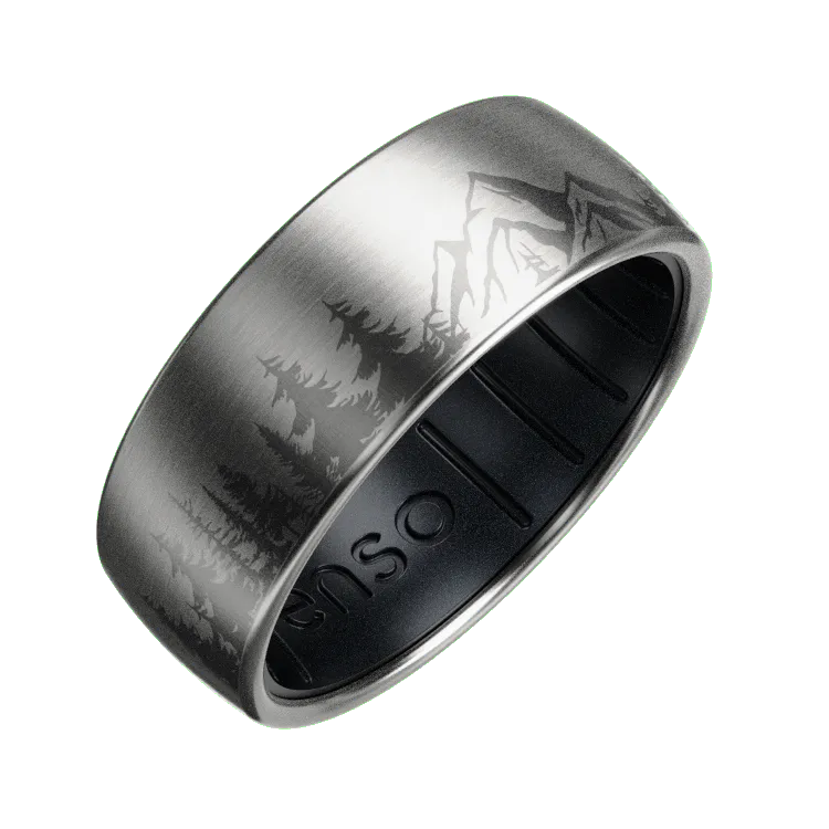 Peak Metal Hybrid Ring - Titanium & Black Pearl