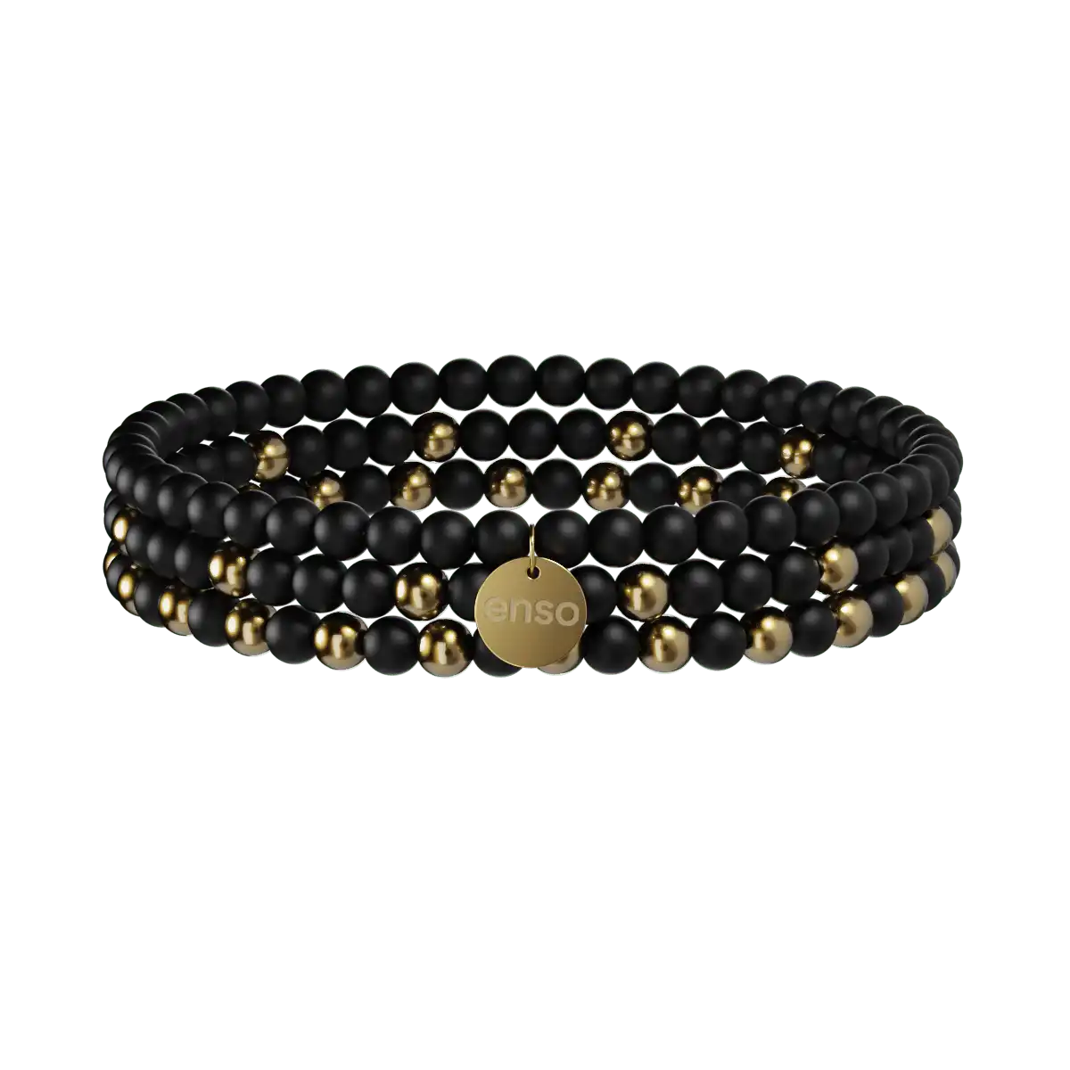 Beaded Stretch Bracelet Stack - Black