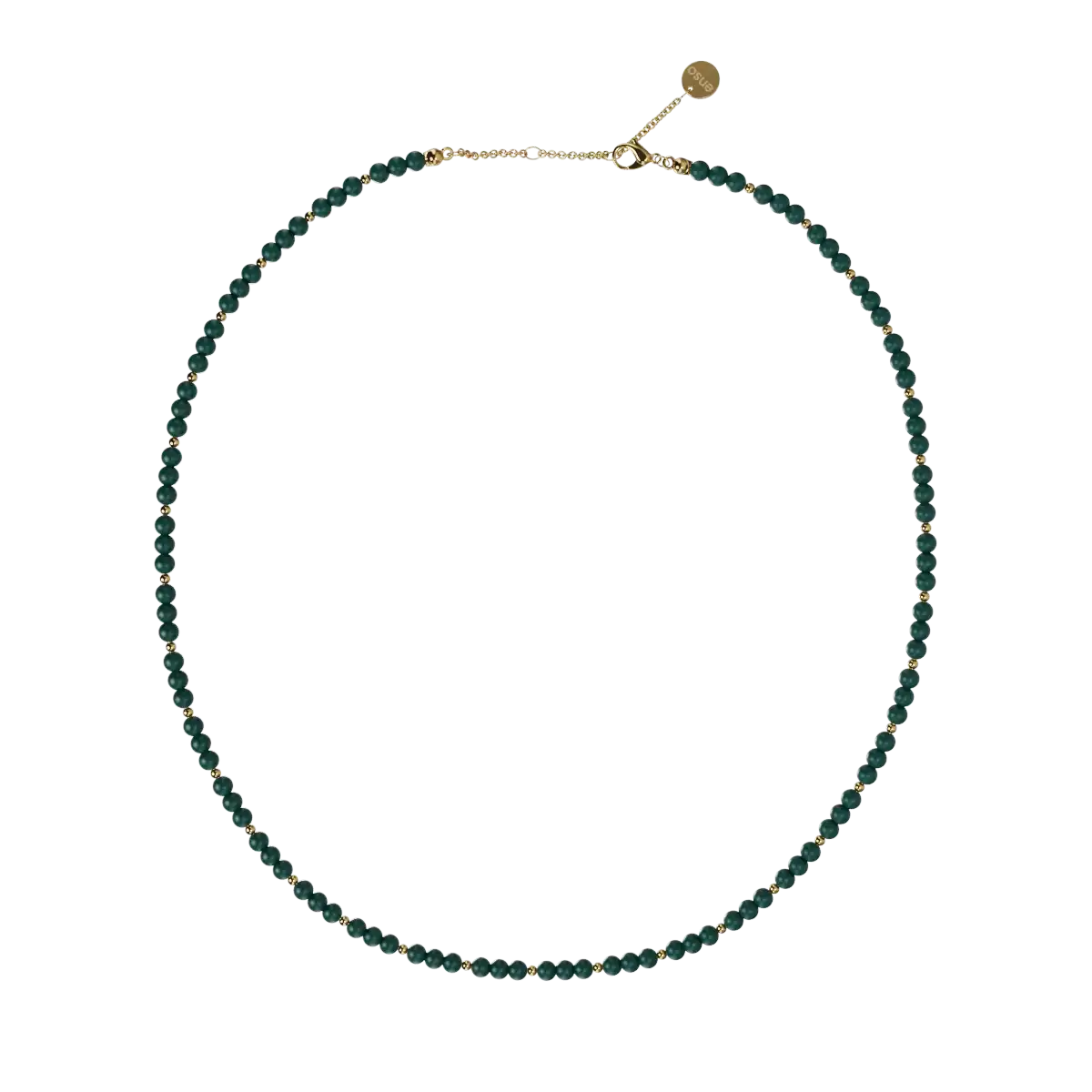 Beaded Necklace - Deep Teal & Gold