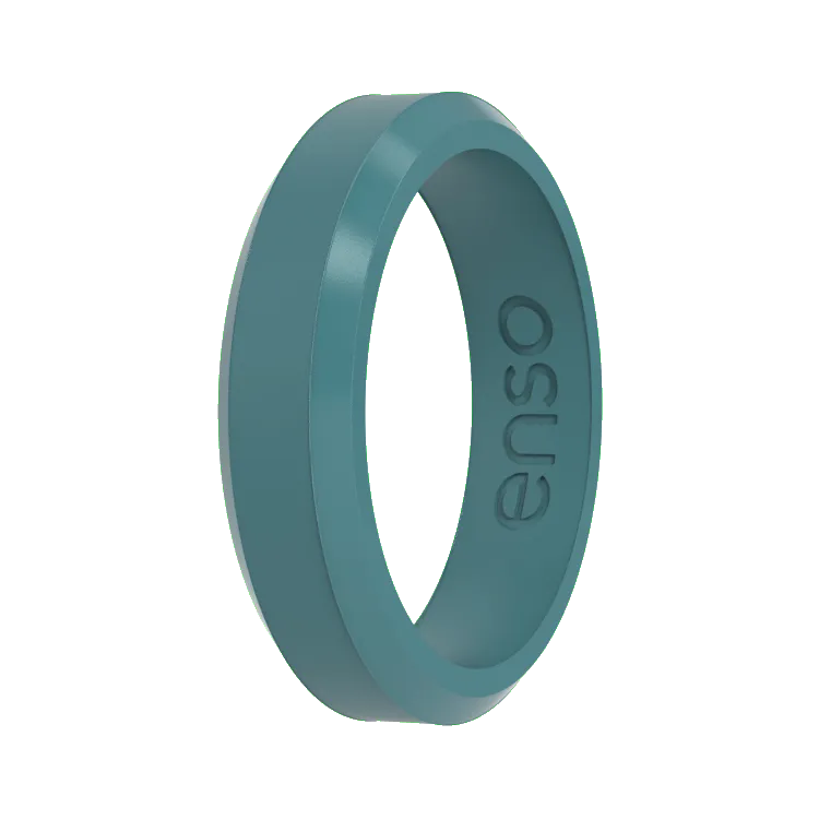 Thin Bevel Ring - Teal