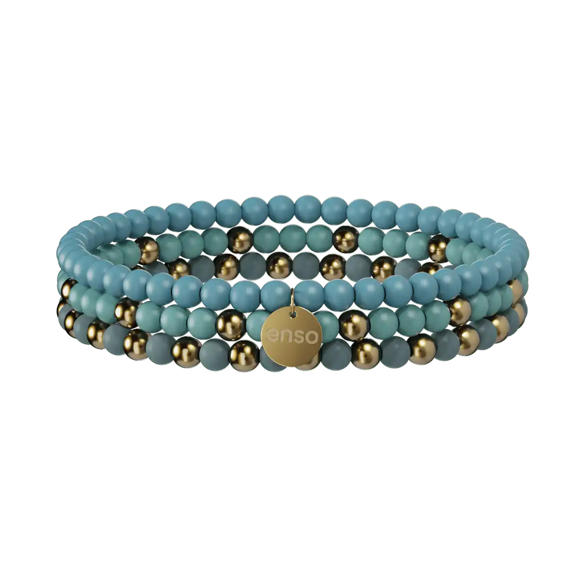 Beaded Stretch Bracelet Stack - Cyan