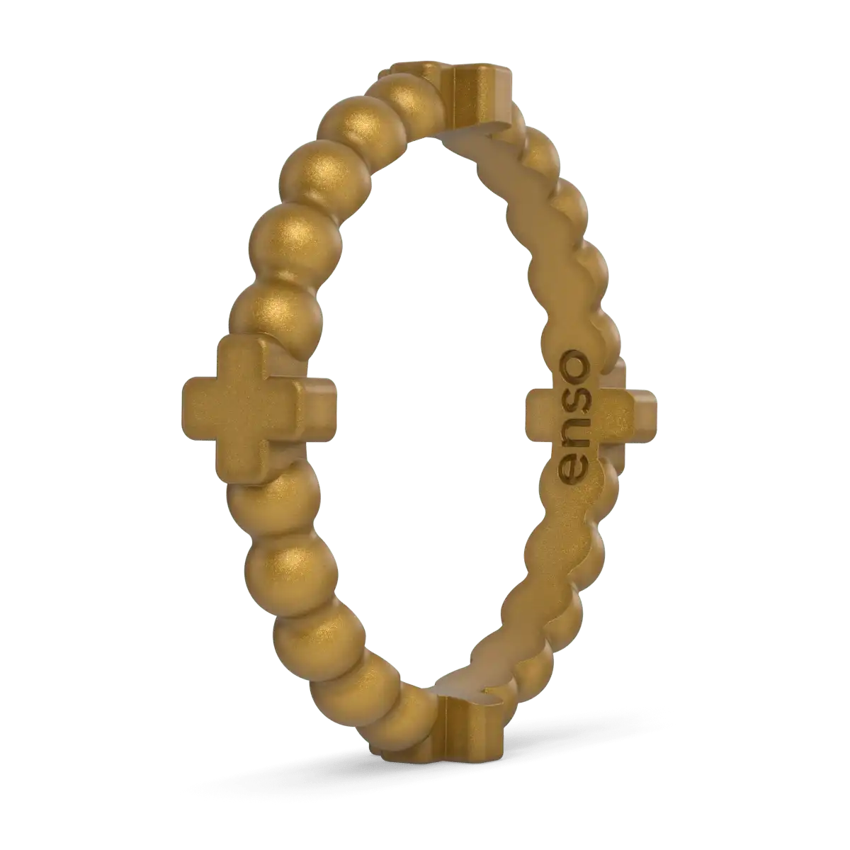Beaded Cross Ring - Metallic Gold