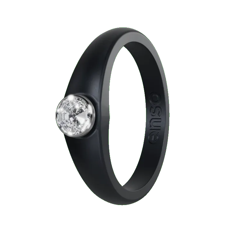 Gemstone Ring - Brilliant Black & Silver