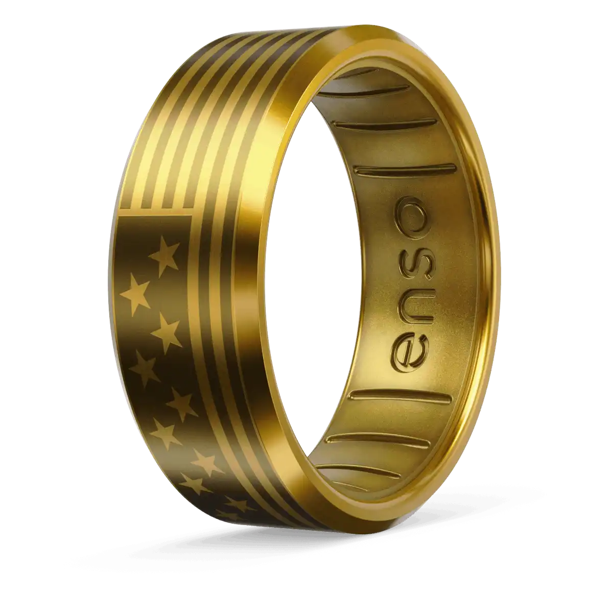 American Flag Metal Hybrid Ring - 18K Gold Plated Titanium