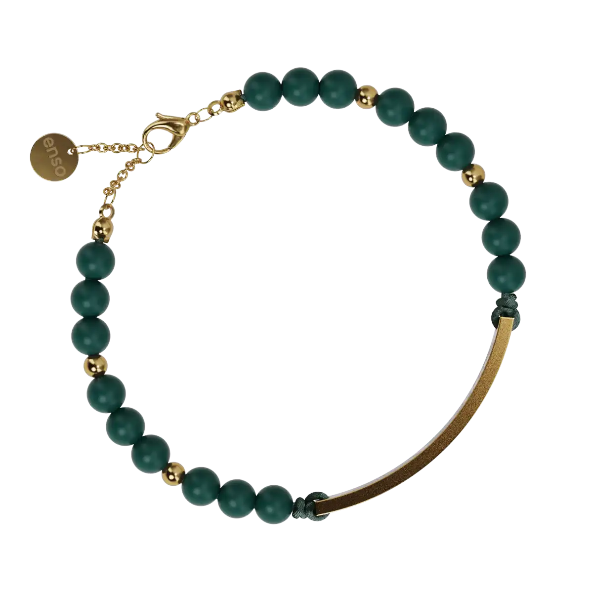 Forest Ferns Bar Bracelet - Deep Teal & Gold