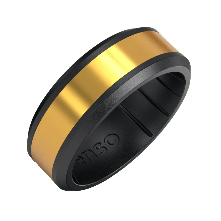Axis Hybrid Ring - Brilliant Black & 18K Gold Plated Titanium