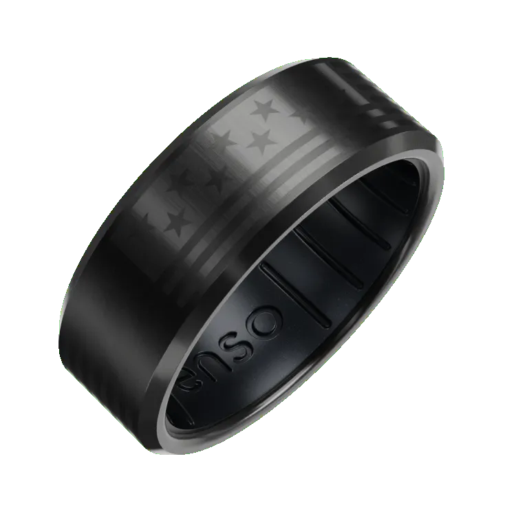 American Flag Metal Hybrid Ring - Black Zirconium