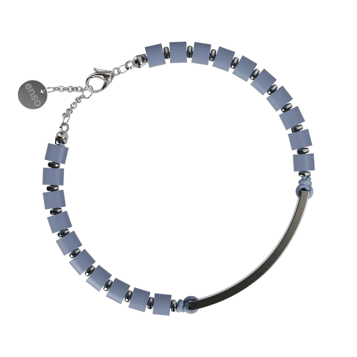 Heishi Engravable Bar Bracelet - Stormy Blue & Silver