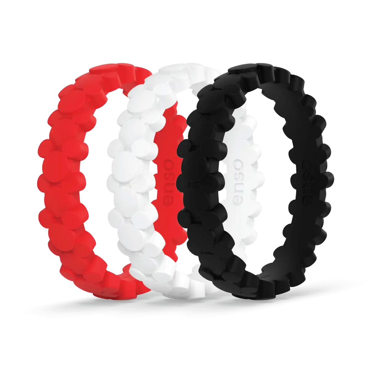 Mickey Mouse On Repeat Ring 3 Pack - Bright Red, White, Obsidian