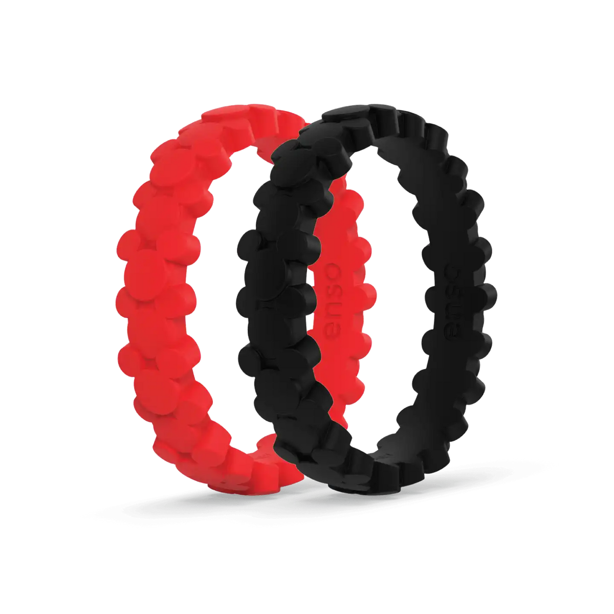 Mickey Mouse On Repeat Ring 2 Pack - Bright Red, Obsidian