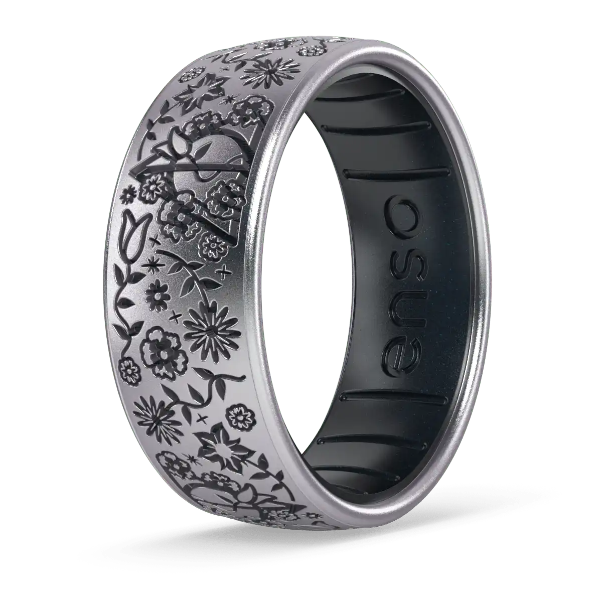 Floral Deathly Hallows Harry Potter Ring - Icy Silver