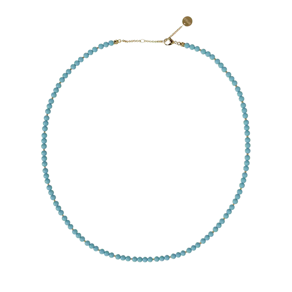Beaded Necklace - Cyan & Gold