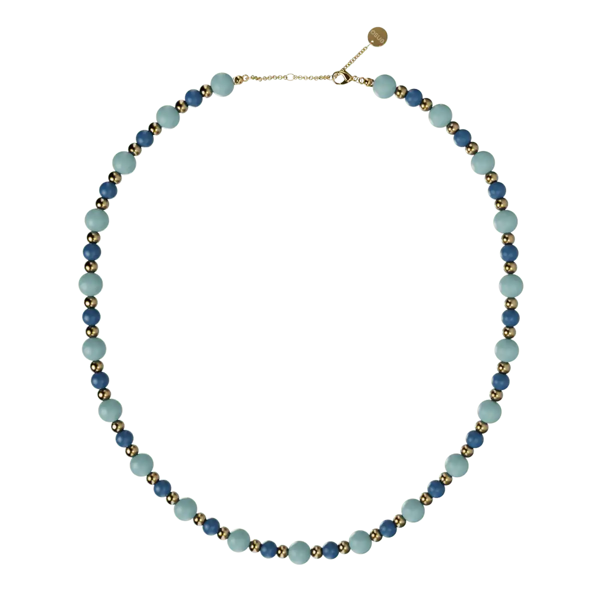 Beaded Necklace - Denim & Gold