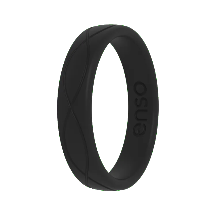 Thin Infinity Ring - Obsidian