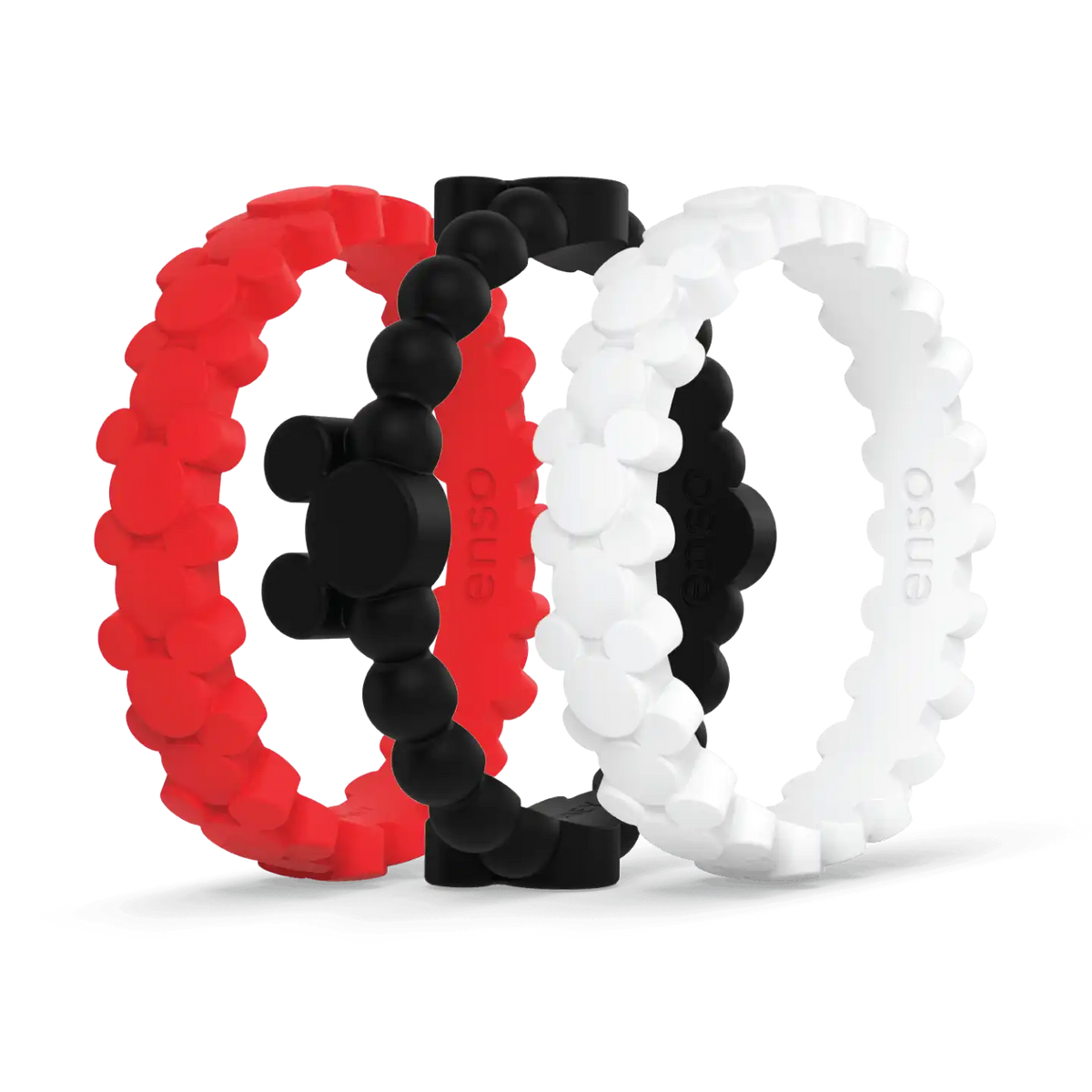 Mickey Mouse Mixed Ring 3 Pack - Bright Red, Obsidian, White