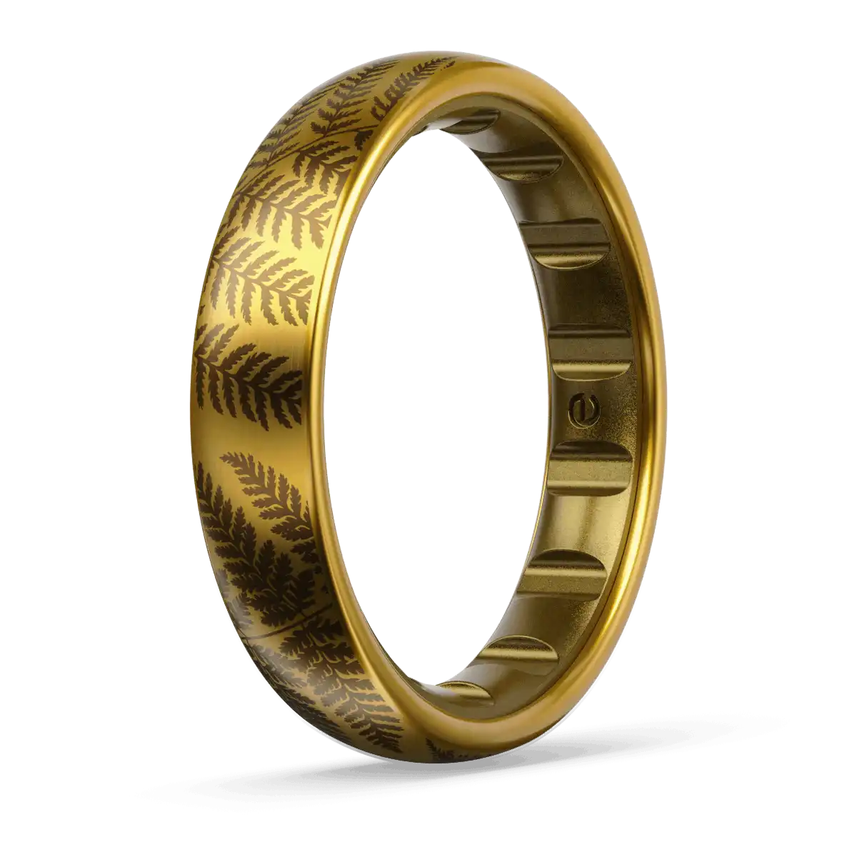 Thin Forest Ferns Metal Hybrid Ring - 18K Gold Plated Titanium