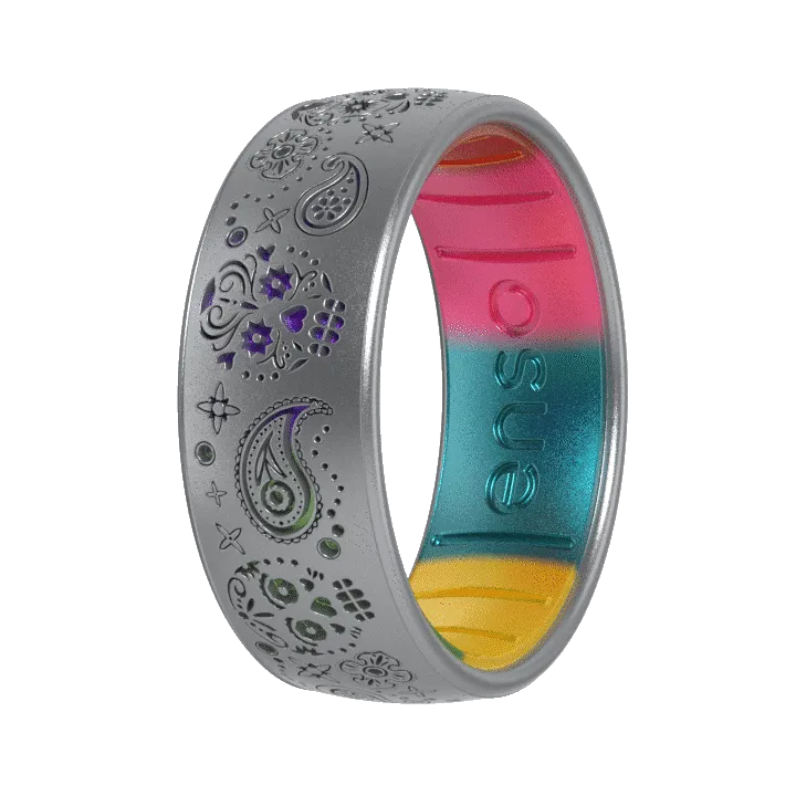 Paisley Sugar Skull Ring - Silver