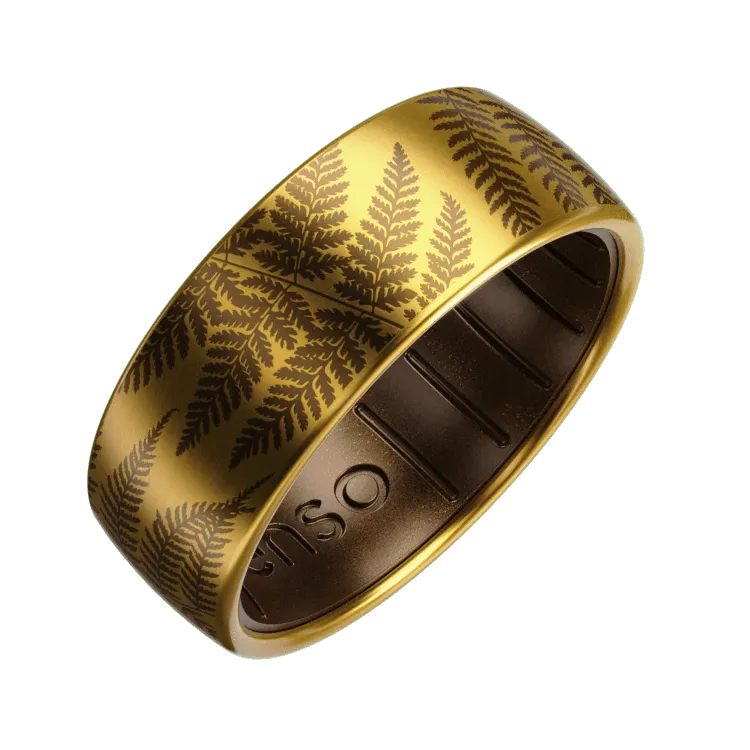 Forest Ferns Metal Hybrid Ring - 18K Gold Plated Titanium