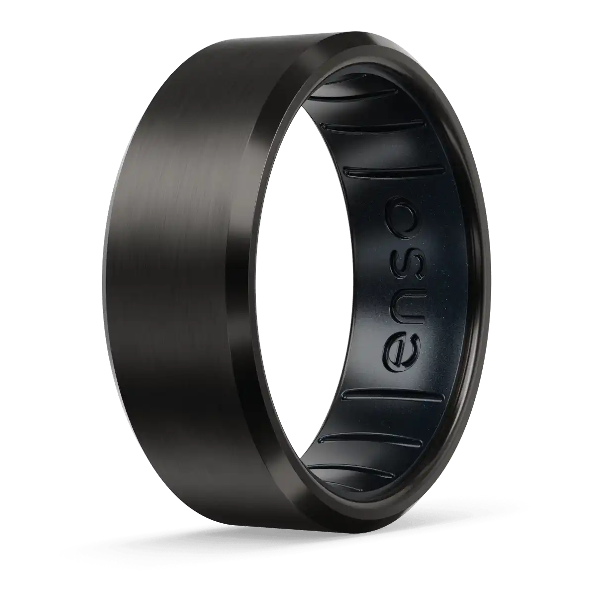 Bevel Metal Hybrid Ring - Black Zirconium