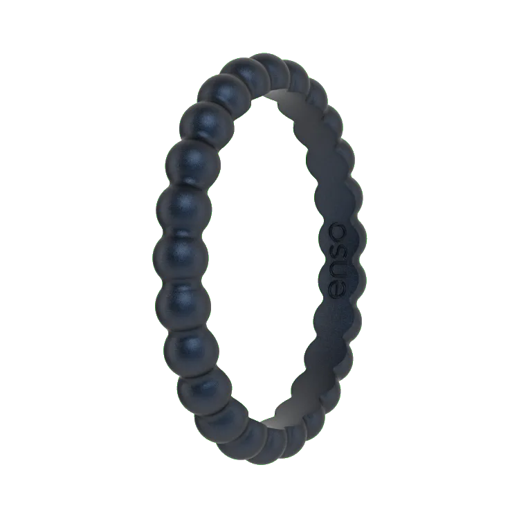 Beaded Ring - Metallic Deep Navy