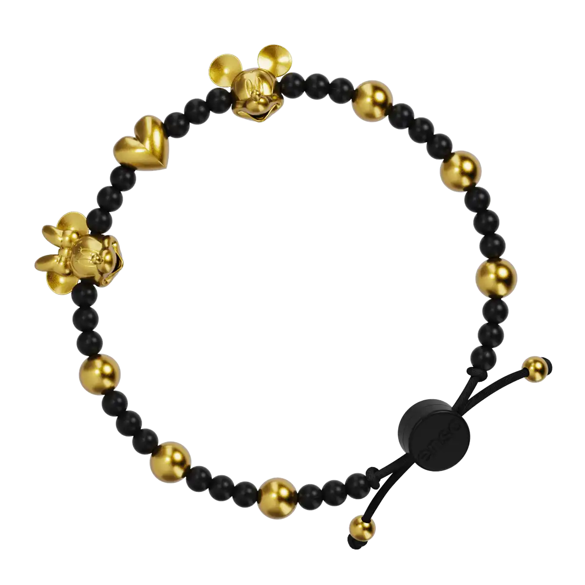 Mickey and Minnie Disney Slider Bracelet - Obsidian & Gold