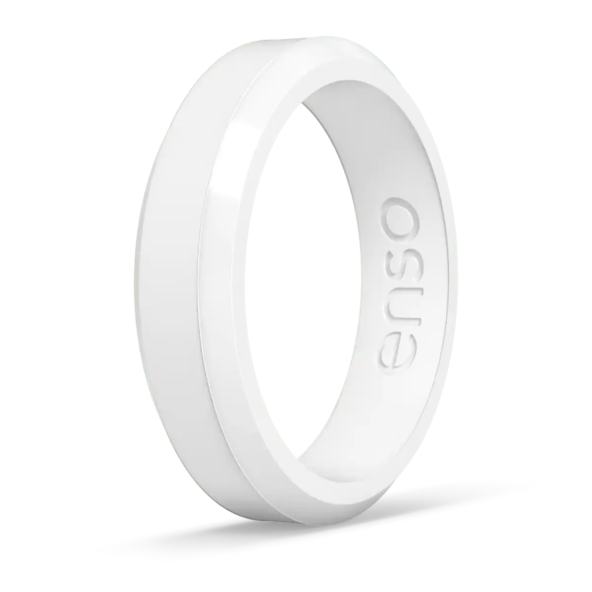 Thin Bevel Ring - White