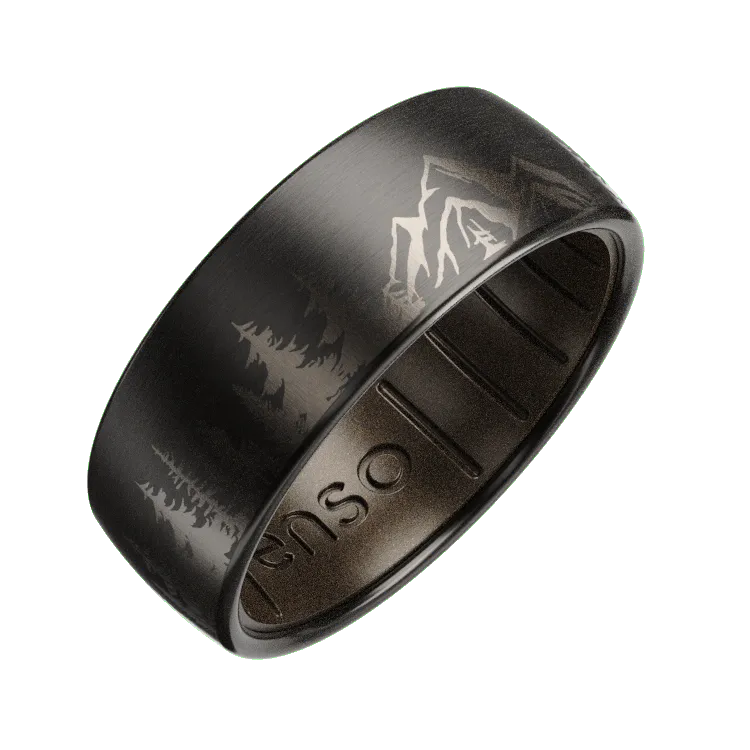 Peak Metal Hybrid Ring - Black Zirconium & Meteorite