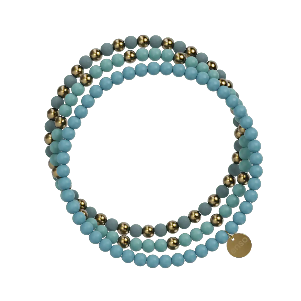 Beaded Stretch Bracelet Stack - Cyan