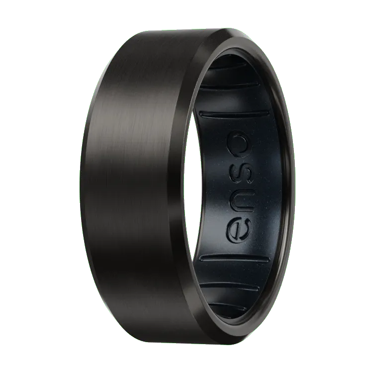 Bevel Metal Hybrid Ring - Black Zirconium