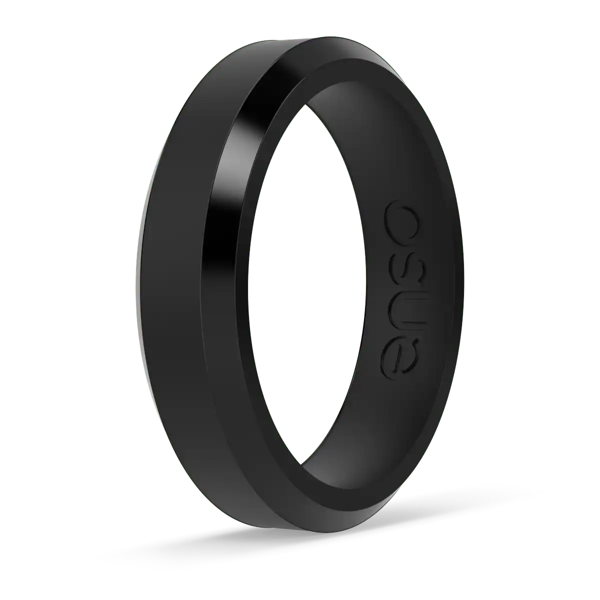 Thin Bevel Ring - Obsidian