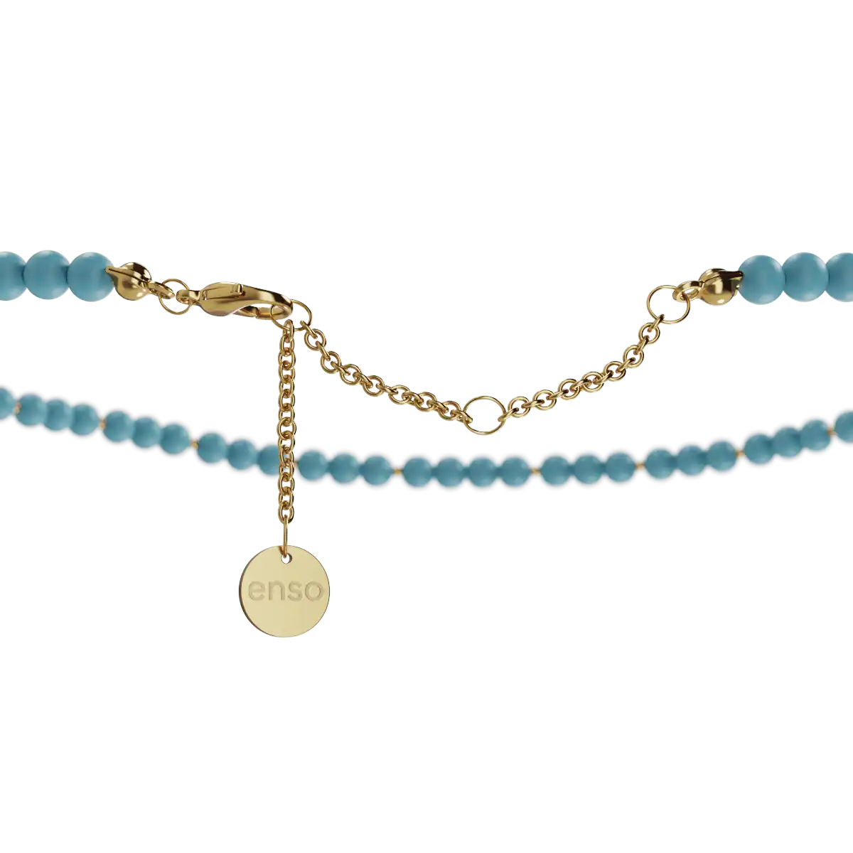 Beaded Necklace - Cyan & Gold
