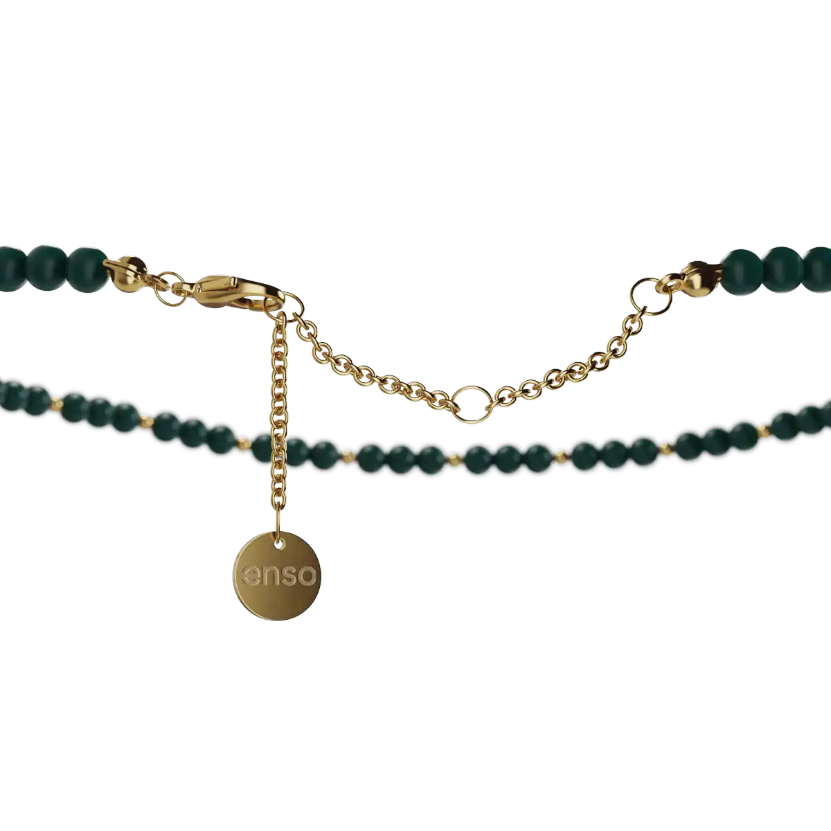 Beaded Necklace - Deep Teal & Gold