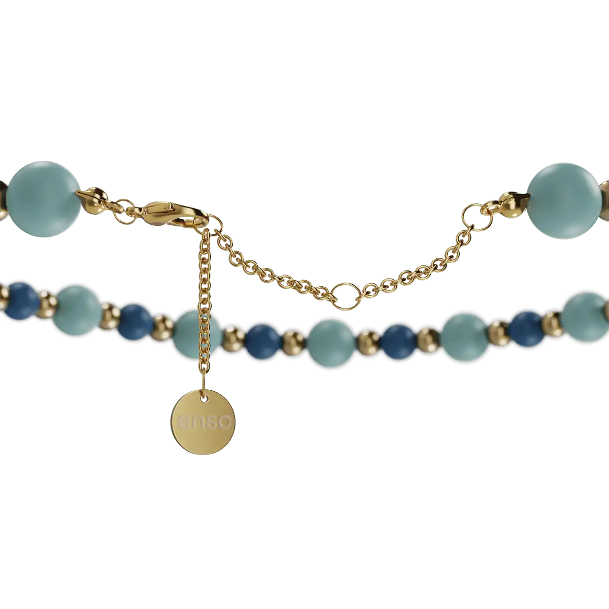 Beaded Necklace - Denim & Gold